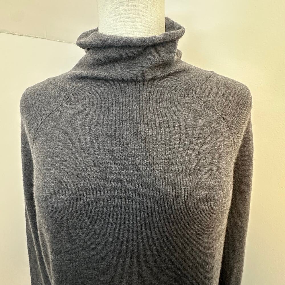 Talbots Merino Wool Turtleneck Sweater Dress Charcoal Gray S Luxury Minimalist - Picture 7 of 9